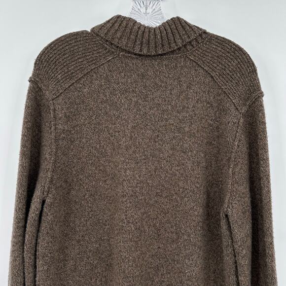Banana Republic Elevated Shawl Sweater Brown Lambs Wool Cozy Warm Mens Size Med - Picture 10 of 11